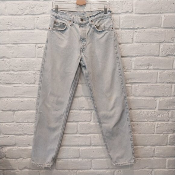 Vintage Levis 550 Jeans Mens 31x32 Faded Blue Orange Tab Distressed Relaxed 90s, - Picture 1 of 15